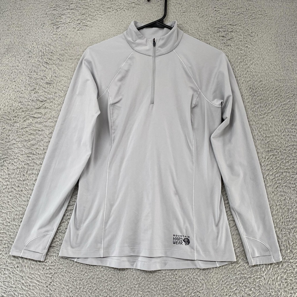 Mountain Hardwear Quarter Zip Shirt Womens Small Gray Lightweight Hiking Top